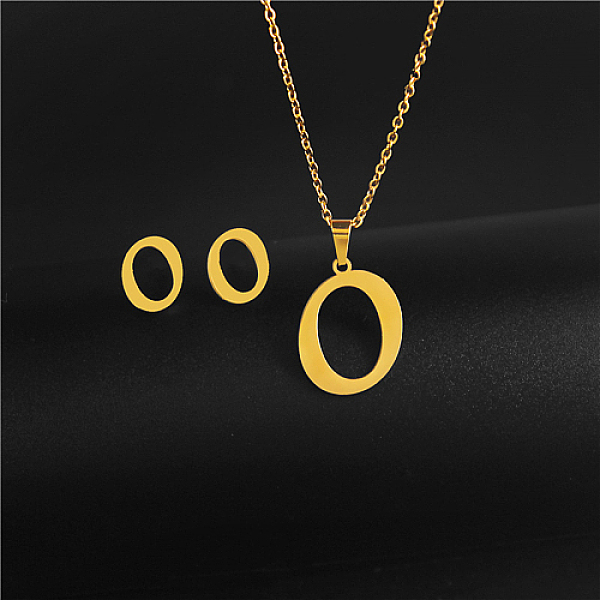 PandaHall Golden Stainless Steel Initial Letter Jewelry Set, Stud Earrings & Pendant Necklaces, Letter O, No Size Stainless Steel Letter O
PandaHall Golden Stainless Steel Initial Letter Jewelry Set, Stud Earrings & Pendant Necklaces, Letter O, No Size Stainless Steel Letter O