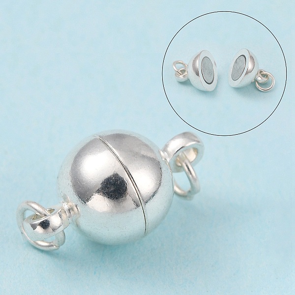 PandaHall Brass Magnetic Clasps with Loops, with Open Jump Rings, Nickel Free, Round, Silver Color Plated, 14x8mm, Hole: 2mm Brass Round
PandaHall Brass Magnetic Clasps with Loops, with Open Jump Rings, Nickel Free, Round, Silver Color Plated, 14x8mm, Hole: 2mm Brass Round