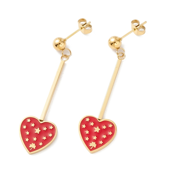 PandaHall Red Heart with Star Enamel Long Dangle Earrings, Drop Earrings for Women, Golden, 40x13.7x1.3mm, Pin: 0.8mm 304 Stainless Steel...
PandaHall Red Heart with Star Enamel Long Dangle Earrings, Drop Earrings for Women, Golden, 40x13.7x1.3mm, Pin: 0.8mm 304 Stainless Steel...