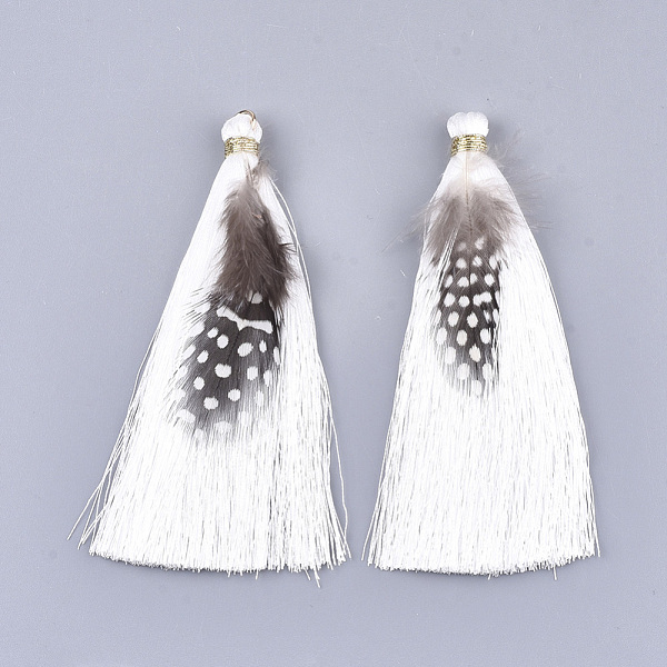 PandaHall Polyester Tassel Big Pendant Decorations, with Feather and Iron Findings, White, 96~100x7mm, Hole: 5mm Polyester White
PandaHall Polyester Tassel Big Pendant Decorations, with Feather and Iron Findings, White, 96~100x7mm, Hole: 5mm Polyester White