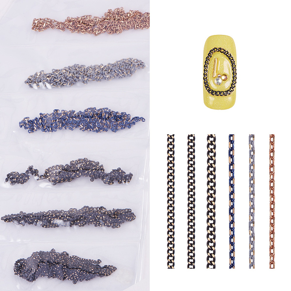 PandaHall Metal Fine Chain, Nail Art Decoration Accessories, Mixed Color, 44~46x0.15cm, about 6strands/bag Metal Mixed Shapes Multicolor
PandaHall Metal Fine Chain, Nail Art Decoration Accessories, Mixed Color, 44~46x0.15cm, about 6strands/bag Metal Mixed Shapes Multicolor