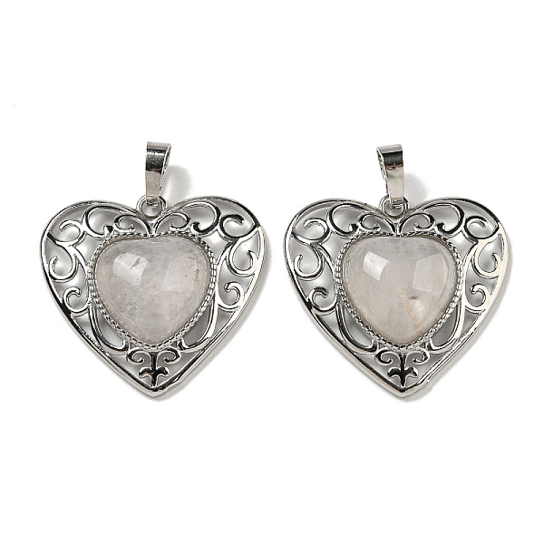 PandaHall Natural Quartz Crystal Rock Crystal Peach Love Heart Pendants, Rack Plating Brass Hollow Heart Charms, Cadmium Free & Lead Free...
PandaHall Natural Quartz Crystal Rock Crystal Peach Love Heart Pendants, Rack Plating Brass Hollow Heart Charms, Cadmium Free & Lead Free...