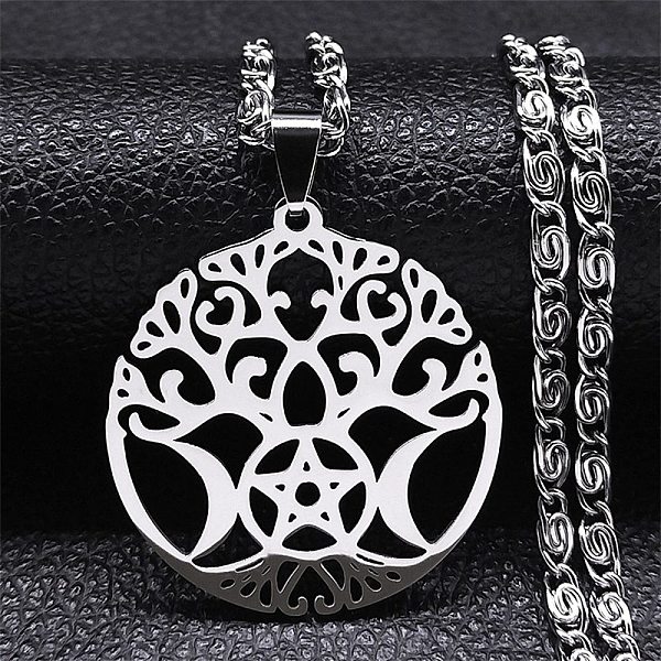 PandaHall 304 Stainless Steel Pendant Necklaces for Women Men, Tree of Life with Moon, Stainless Steel Color, 19.49 inch(49.5cm) 304...
PandaHall 304 Stainless Steel Pendant Necklaces for Women Men, Tree of Life with Moon, Stainless Steel Color, 19.49 inch(49.5cm) 304...