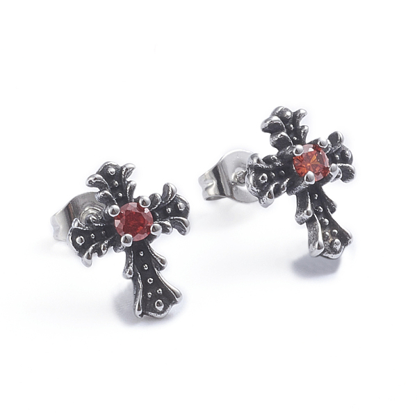 PandaHall Retro 304 Stainless Steel Stud Earrings, with Cubic Zirconia and Ear Nuts, Cross, Red, Antique Silver, 13x10mm, Pin: 0.6mm 304...
PandaHall Retro 304 Stainless Steel Stud Earrings, with Cubic Zirconia and Ear Nuts, Cross, Red, Antique Silver, 13x10mm, Pin: 0.6mm 304...