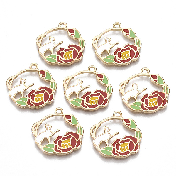 PandaHall Alloy Pendants, with Enamel, Round Ring with Cat Shape and Flower, Golden, Colorful, 25x22x1.5mm, Hole: 2mm Alloy+Enamel Flower
PandaHall Alloy Pendants, with Enamel, Round Ring with Cat Shape and Flower, Golden, Colorful, 25x22x1.5mm, Hole: 2mm Alloy+Enamel Flower