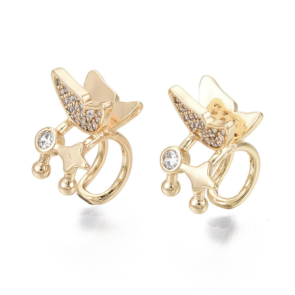 PandaHall Brass Micro Pave Clear Cubic Zirconia Cuff Earrings, Nickel Free, Butterfly, Real 18K Gold Plated, 7.5x10x11mm Brass Clear
PandaHall Brass Micro Pave Clear Cubic Zirconia Cuff Earrings, Nickel Free, Butterfly, Real 18K Gold Plated, 7.5x10x11mm Brass Clear