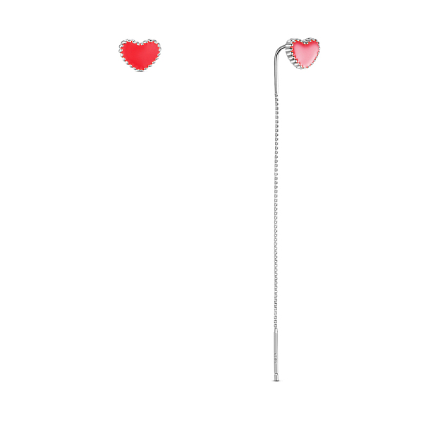 PandaHall SHEGRACE Rhodium Plated 925 Sterling Silver Asymmetric Earrings, with Red Enamel Heart, Platinum, 70mm Sterling Silver
PandaHall SHEGRACE Rhodium Plated 925 Sterling Silver Asymmetric Earrings, with Red Enamel Heart, Platinum, 70mm Sterling Silver