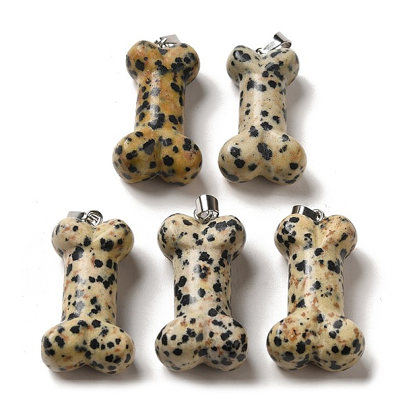 PandaHall Natural Dalmatian Jasper Pendants, Dog Bone Charms with Platinum Iron Snap on Bails, 36~37x19.5~21x11~12.5mm, Hole: 7x4mm...
PandaHall Natural Dalmatian Jasper Pendants, Dog Bone Charms with Platinum Iron Snap on Bails, 36~37x19.5~21x11~12.5mm, Hole: 7x4mm...