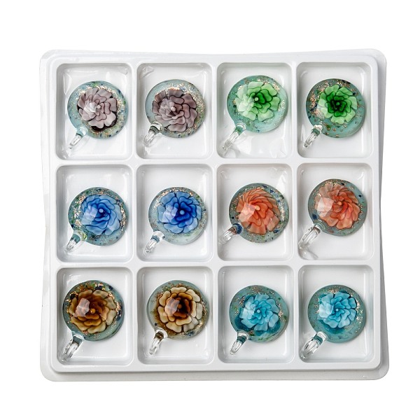 PandaHall Handmade Gold Sand Lampwork Pendants, Flat Round, Mixed Color, 43x32x14mm, Hole: 12mm, 12pcs/box Lampwork Flat Round Multicolor
PandaHall Handmade Gold Sand Lampwork Pendants, Flat Round, Mixed Color, 43x32x14mm, Hole: 12mm, 12pcs/box Lampwork Flat Round Multicolor