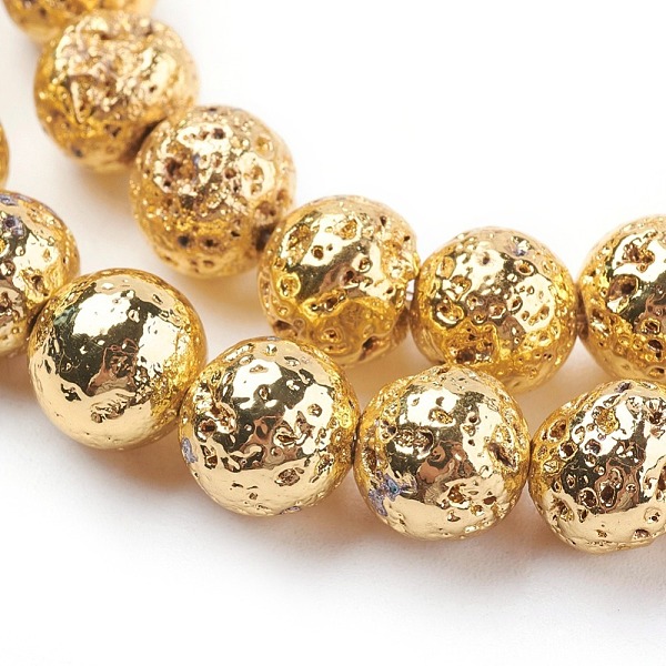 PandaHall Electroplated Natural Lava Rock Bead Strands, Round, Bumpy, Golden Plated, 8~8.5mm, Hole: 1mm, about 47pcs/strand, 15.35 inch..., Gold
PandaHall Electroplated Natural Lava Rock Bead Strands, Round, Bumpy, Golden Plated, 8~8.5mm, Hole: 1mm, about 47pcs/strand, 15.35 inch..., Gold