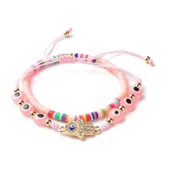 PandaHall Handmade Polymer Clay Heishi Beads Stretch Bracelets Set, Hamsa Hand /Hand of Miriam Alloy Rhinestone Links Bracelets, Evil Eye..., Pink
PandaHall Handmade Polymer Clay Heishi Beads Stretch Bracelets Set, Hamsa Hand /Hand of Miriam Alloy Rhinestone Links Bracelets, Evil Eye..., Pink