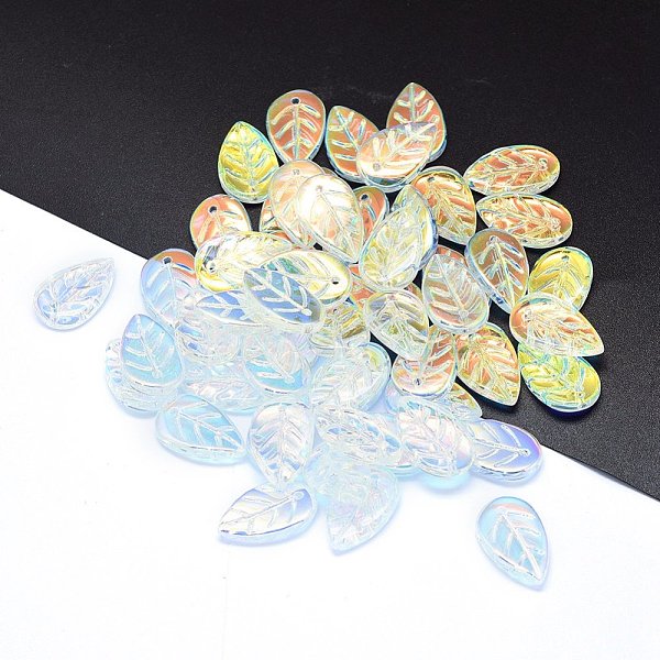 PandaHall Transparent Glass Pendants, Leaf, AB Color, Clear AB, 18x11x3mm, Hole: 1.2mm Glass Leaf White
PandaHall Transparent Glass Pendants, Leaf, AB Color, Clear AB, 18x11x3mm, Hole: 1.2mm Glass Leaf White