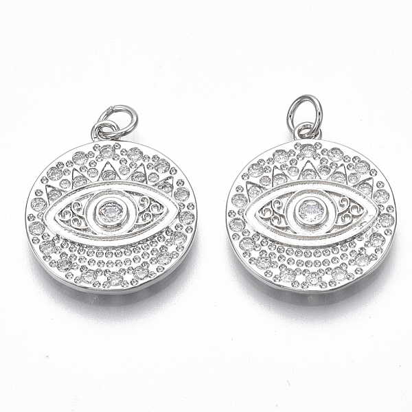 PandaHall Brass Micro Pave Clear Cubic Zirconia Pendants, Flat Round with Eye, Nickel Free, Real Platinum Plated, 22.5x19x2.5mm, Jump Ring...
PandaHall Brass Micro Pave Clear Cubic Zirconia Pendants, Flat Round with Eye, Nickel Free, Real Platinum Plated, 22.5x19x2.5mm, Jump Ring...