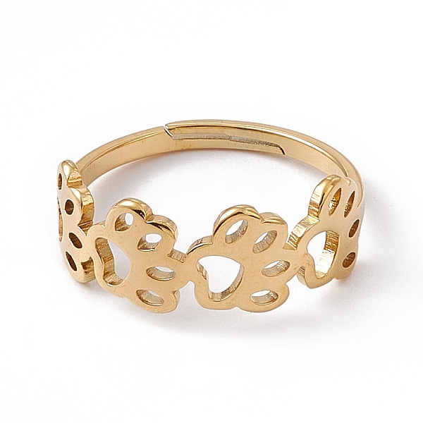 PandaHall Ion Plating(IP) 201 Stainless Steel Hollow Out Dog Paw Prints Adjustable Ring for Women, Real 18K Gold Plated, US Size 6 1/4...
PandaHall Ion Plating(IP) 201 Stainless Steel Hollow Out Dog Paw Prints Adjustable Ring for Women, Real 18K Gold Plated, US Size 6 1/4...