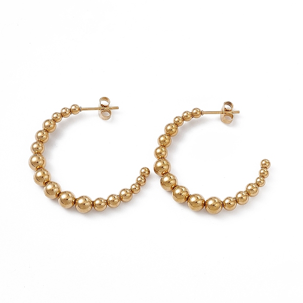 PandaHall 201 Stainless Steel Beaded C-shape Stud Earrings with 304 Stainless Steel Pins, Half Hoop Earrings for Women, Golden, 32~33x32x5mm...
PandaHall 201 Stainless Steel Beaded C-shape Stud Earrings with 304 Stainless Steel Pins, Half Hoop Earrings for Women, Golden, 32~33x32x5mm...