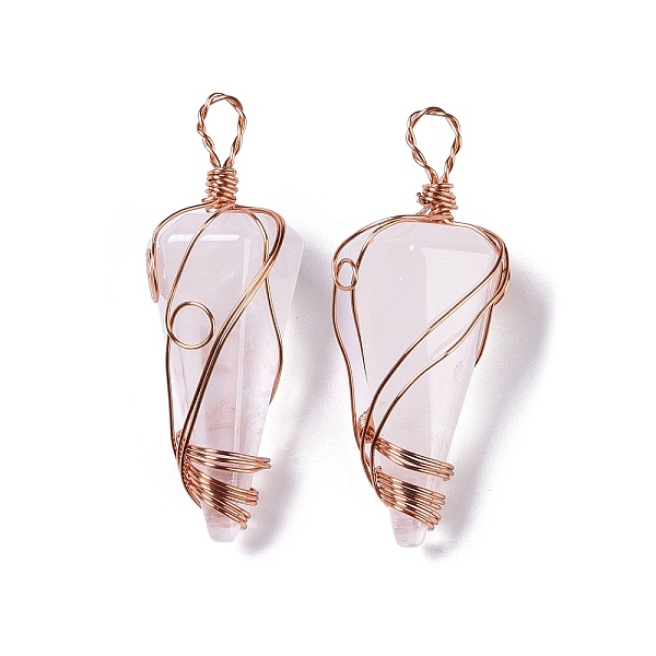 PandaHall Natural Quartz Crystal Copper Wire Wrapped Big Pendants, Rock Crystal Faceted Cone Charms, Rose Gold, 50~50.5x16.5x18~19mm, Hole...
PandaHall Natural Quartz Crystal Copper Wire Wrapped Big Pendants, Rock Crystal Faceted Cone Charms, Rose Gold, 50~50.5x16.5x18~19mm, Hole...