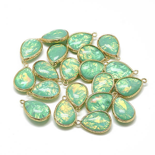 PandaHall Resin Pendants, with Golden Tone Brass Findings, teardrop, Turquoise, 23x15x7mm, Hole: 1~2mm Brass+Resin Teardrop Green
PandaHall Resin Pendants, with Golden Tone Brass Findings, teardrop, Turquoise, 23x15x7mm, Hole: 1~2mm Brass+Resin Teardrop Green