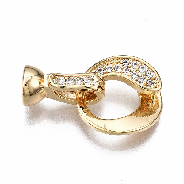 PandaHall Brass Micro Pave Clear Cubic Zirconia Fold Over Clasps, Nickel Free, Oval, Real 18K Gold Plated, 27mm long, Oval: 16x15x5mm, Hole...
PandaHall Brass Micro Pave Clear Cubic Zirconia Fold Over Clasps, Nickel Free, Oval, Real 18K Gold Plated, 27mm long, Oval: 16x15x5mm, Hole...
