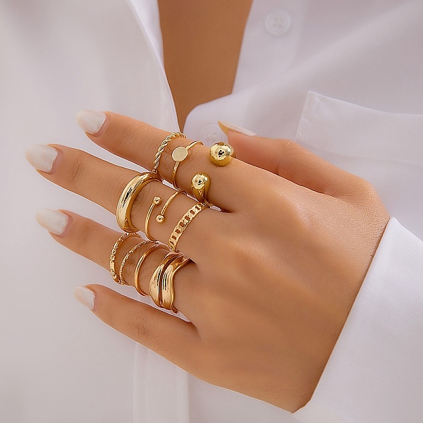 PandaHall Alloy Adjustable Ring, Jewely for Women, Golden, 1~9mm, Inner Diameter: 16~18.3mm, 10pcs/set Alloy Mixed Shapes
PandaHall Alloy Adjustable Ring, Jewely for Women, Golden, 1~9mm, Inner Diameter: 16~18.3mm, 10pcs/set Alloy Mixed Shapes