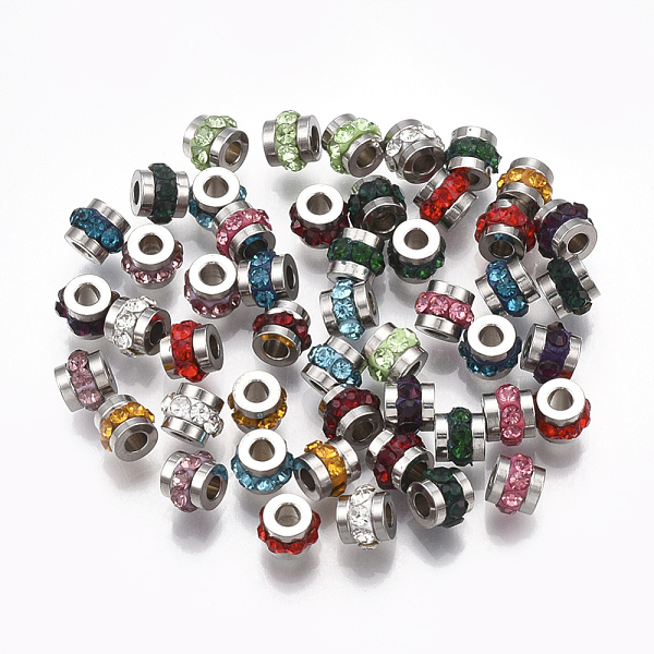 PandaHall 201 Stainless Steel Rhinestone Beads, Column, Mixed Color, Stainless Steel Color, 5x4mm, Hole: 1.8mm Stainless Steel+Rhinestone..., Multicolor
PandaHall 201 Stainless Steel Rhinestone Beads, Column, Mixed Color, Stainless Steel Color, 5x4mm, Hole: 1.8mm Stainless Steel+Rhinestone..., Multicolor
