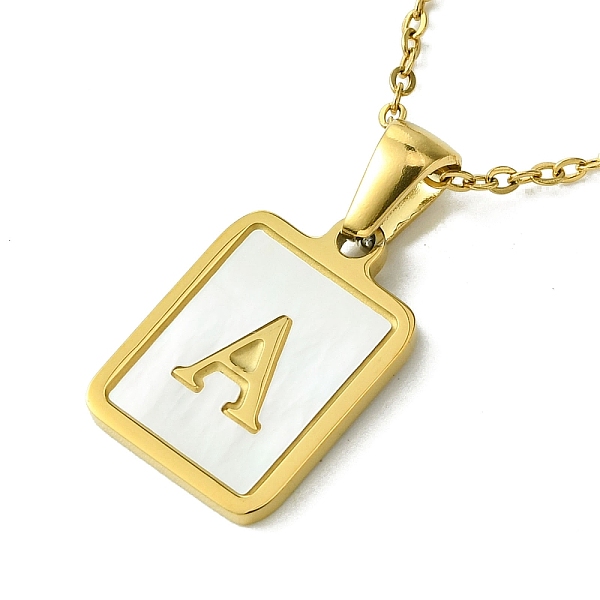 PandaHall Ion Plating(IP) Rectangle with Initial Letter 304 Stainless Steel Pendant Necklace, white Shell, Real 18K Gold Plated, Letter A...
PandaHall Ion Plating(IP) Rectangle with Initial Letter 304 Stainless Steel Pendant Necklace, white Shell, Real 18K Gold Plated, Letter A...