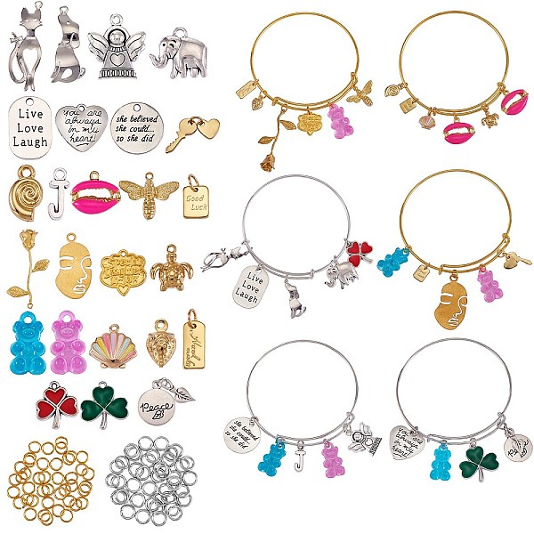 PandaHall DIY Word Charm Bangle Making Kits, Including Adjustable Iron Expandable Bangle Makings, Plant & Animal & Fruit & Angel & Heart &...
PandaHall DIY Word Charm Bangle Making Kits, Including Adjustable Iron Expandable Bangle Makings, Plant & Animal & Fruit & Angel & Heart &...