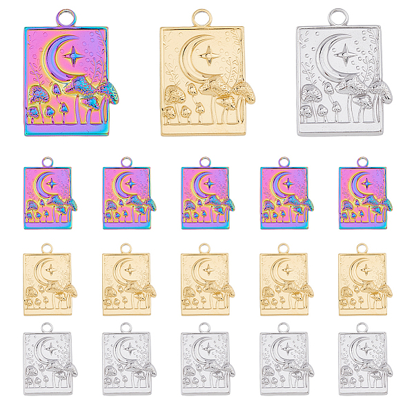 PandaHall DICOSMETIC 18Pcs 3 Colors Ion Plating(IP) 304 Stainless Steel Bigs Pendants, Rectangle with Moon and Mushroom, Mixed Color...
PandaHall DICOSMETIC 18Pcs 3 Colors Ion Plating(IP) 304 Stainless Steel Bigs Pendants, Rectangle with Moon and Mushroom, Mixed Color...