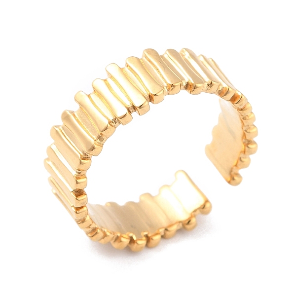 PandaHall Ion Plating(IP) 304 Stainless Steel Stripe Grooved Cuff Ring, Open Ring for Women, Golden, Inner Diameter: 17.3mm 304 Stainless...
PandaHall Ion Plating(IP) 304 Stainless Steel Stripe Grooved Cuff Ring, Open Ring for Women, Golden, Inner Diameter: 17.3mm 304 Stainless...