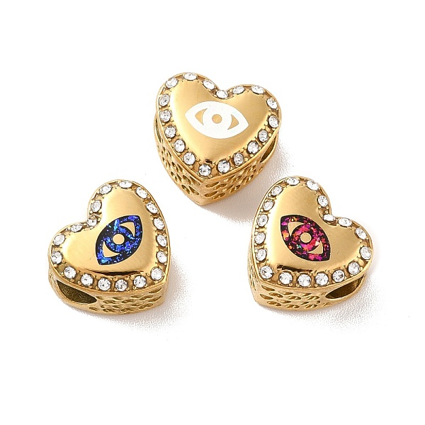 PandaHall 304 Stainless Steel European Beads, Large Hole Beads, with Rhinestone and Enamel, Heart with Evil Eye, Mixed Color, Golden..., Multicolor
PandaHall 304 Stainless Steel European Beads, Large Hole Beads, with Rhinestone and Enamel, Heart with Evil Eye, Mixed Color, Golden..., Multicolor