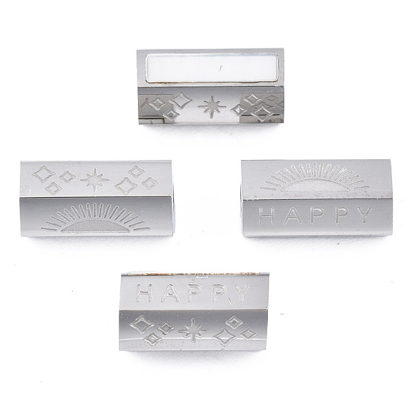 PandaHall 316 Surgical Stainless Steel Beads, with Shell, Stainless Steel Color, Hexagon with Word Happy, Seashell Color, 12x6x6mm, Hole...
PandaHall 316 Surgical Stainless Steel Beads, with Shell, Stainless Steel Color, Hexagon with Word Happy, Seashell Color, 12x6x6mm, Hole...