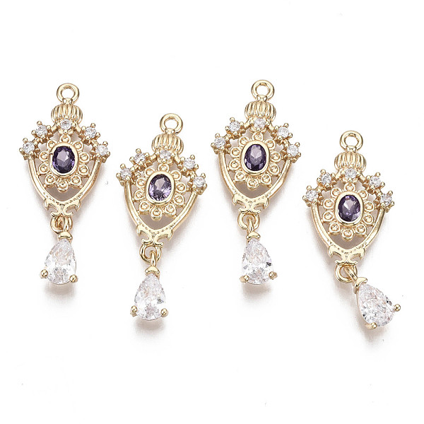 PandaHall Brass Micro Pave Cubic Zirconia Links, with Glass, Long-Lasting Plated, Teardrop, Light Gold, Violet, 28x11.5x3mm, Hole: 1.2mm..., Purple
PandaHall Brass Micro Pave Cubic Zirconia Links, with Glass, Long-Lasting Plated, Teardrop, Light Gold, Violet, 28x11.5x3mm, Hole: 1.2mm..., Purple