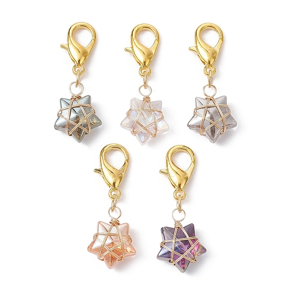 PandaHall Copper Wire Wrapped Electroplated Glass Star Pendant Decoration, with Alloy Lobster Claw Clasps, Golden, 35mm Glass Star..., Multicolor
PandaHall Copper Wire Wrapped Electroplated Glass Star Pendant Decoration, with Alloy Lobster Claw Clasps, Golden, 35mm Glass Star..., Multicolor