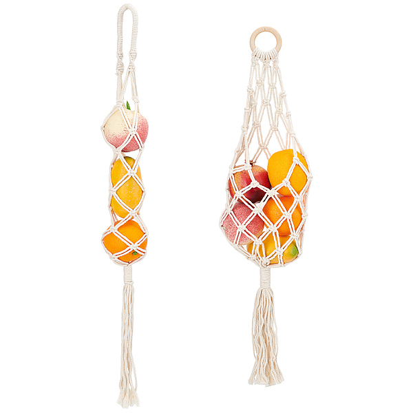 PandaHall 2Pcs 2 Style Hanging Fruit Macrame Basket, Cotton Knitting Net Bag, Boho String Bag, with Wood Ring, for Kitchen, Mixed Color..., Multicolor
PandaHall 2Pcs 2 Style Hanging Fruit Macrame Basket, Cotton Knitting Net Bag, Boho String Bag, with Wood Ring, for Kitchen, Mixed Color..., Multicolor