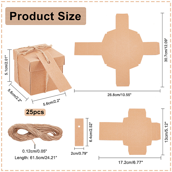 PandaHall Kraft Paper Foldable Candy Boxes, with Top Lid and Tag, Wedding Party Gift Box, Square, BurlyWood, Finish Product: 5.6x5.6x5.1cm..., Orange
PandaHall Kraft Paper Foldable Candy Boxes, with Top Lid and Tag, Wedding Party Gift Box, Square, BurlyWood, Finish Product: 5.6x5.6x5.1cm..., Orange