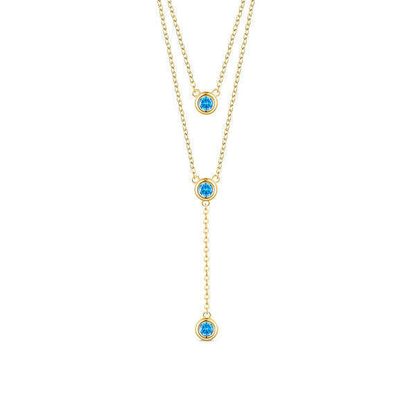 PandaHall SHEGRACE 925 Sterling Silver Two-Tiered Necklaces, with Three Round Blue AAA Cubic Zirconia Pendant, Golden, 14.96 inch~16.54 inch...
PandaHall SHEGRACE 925 Sterling Silver Two-Tiered Necklaces, with Three Round Blue AAA Cubic Zirconia Pendant, Golden, 14.96 inch~16.54 inch...