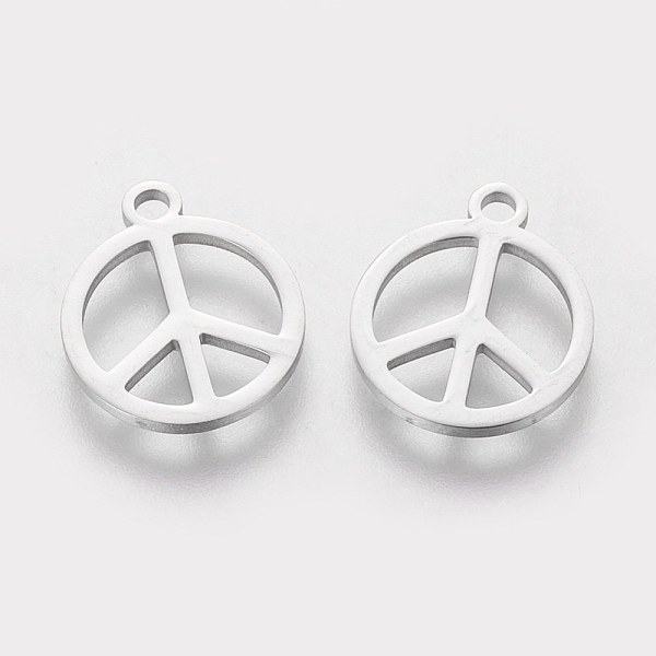 PandaHall 304 Stainless Steel Charms, Flat Round with Peace Sign, Stainless Steel Color, 14x12x1mm, Hole: 1.5mm 304 Stainless Steel Flat...
PandaHall 304 Stainless Steel Charms, Flat Round with Peace Sign, Stainless Steel Color, 14x12x1mm, Hole: 1.5mm 304 Stainless Steel Flat...