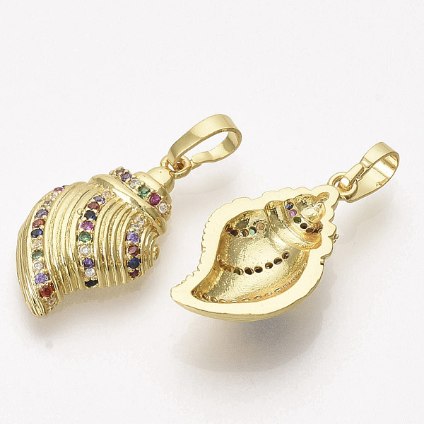 PandaHall Brass Micro Pave Cubic Zirconia Pendants, Shell Shape, Colorful, Golden, 22x12.5x4.5mm, Hole: 3.5x5mm Brass+Cubic Zirconia Shell...
PandaHall Brass Micro Pave Cubic Zirconia Pendants, Shell Shape, Colorful, Golden, 22x12.5x4.5mm, Hole: 3.5x5mm Brass+Cubic Zirconia Shell...