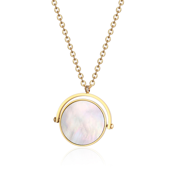 PandaHall White Shell Pendant Necklaces, Stainless Steel Cable Chain Necklaces Shell Flat Round
PandaHall White Shell Pendant Necklaces, Stainless Steel Cable Chain Necklaces Shell Flat Round