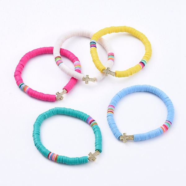 PandaHall Handmade Polymer Clay Heishi Bead Stretch Bracelets, with Cross Brass Micro Pave Clear Cubic Zirconia Beads, Mixed Color, 2-1/4..., Multicolor
PandaHall Handmade Polymer Clay Heishi Bead Stretch Bracelets, with Cross Brass Micro Pave Clear Cubic Zirconia Beads, Mixed Color, 2-1/4..., Multicolor