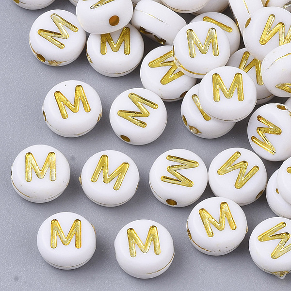 PandaHall Plating Acrylic Beads, Golden Metal Enlaced, Horizontal Hole, Flat Round with Alphabet, White, Letter.M, 7x3.5mm, Hole: 1.2mm...
PandaHall Plating Acrylic Beads, Golden Metal Enlaced, Horizontal Hole, Flat Round with Alphabet, White, Letter.M, 7x3.5mm, Hole: 1.2mm...