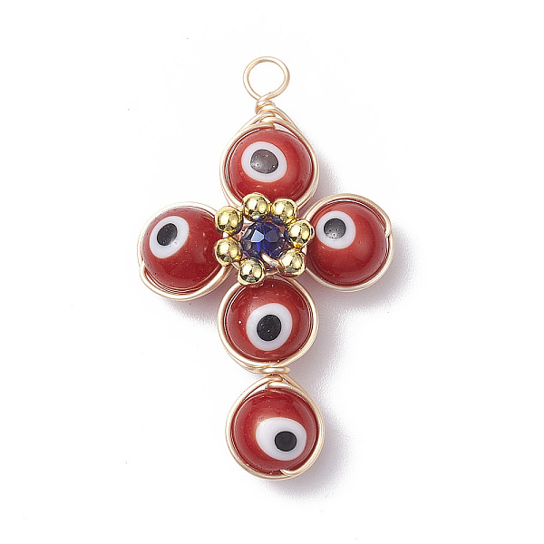 PandaHall Brass Wire Wrapped Handmade Evil Eye Lampwork Pendants, with Glass Beads, Cross Charm, Red, 40x24x8.5mm, Hole: 3mm Brass+Lampwork...
PandaHall Brass Wire Wrapped Handmade Evil Eye Lampwork Pendants, with Glass Beads, Cross Charm, Red, 40x24x8.5mm, Hole: 3mm Brass+Lampwork...