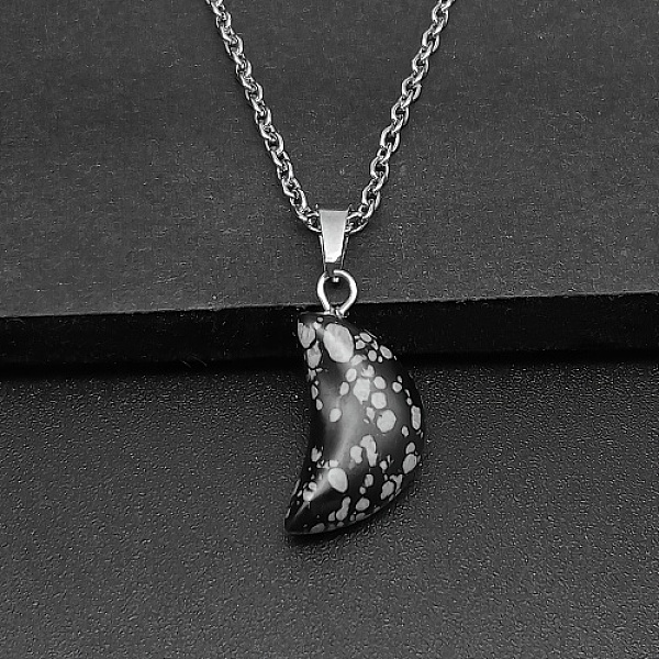 PandaHall Moon Natural Snowflake Obsidian Pendant Necklaces, with Platinum Alloy Cable Chains, 19.69 inch(50cm) Snowflake Obsidian Moon
PandaHall Moon Natural Snowflake Obsidian Pendant Necklaces, with Platinum Alloy Cable Chains, 19.69 inch(50cm) Snowflake Obsidian Moon