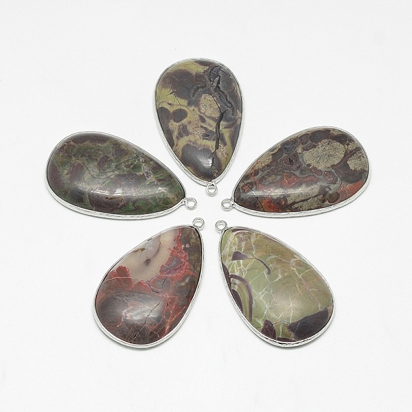 PandaHall Natural Ocean Jasper Big Pendants, with Brass Findings, teardrop, 53~54x31~32x7~8mm, Hole: 1~2mm Ocean Jasper Teardrop
PandaHall Natural Ocean Jasper Big Pendants, with Brass Findings, teardrop, 53~54x31~32x7~8mm, Hole: 1~2mm Ocean Jasper Teardrop