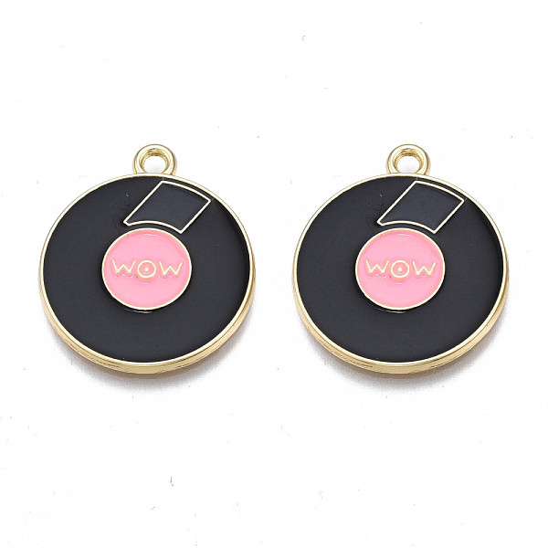 PandaHall Alloy Enamel Pendants, Cadmium Free & Nickel Free & Lead Free, Light Gold, Flat Round with Word WOW, Black, 23x20x1.5mm, Hole: 2mm...
PandaHall Alloy Enamel Pendants, Cadmium Free & Nickel Free & Lead Free, Light Gold, Flat Round with Word WOW, Black, 23x20x1.5mm, Hole: 2mm...