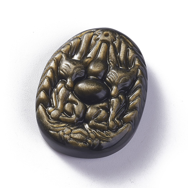 PandaHall Natural Golden Sheen Obsidian Pendants, Oval with Fox, 40.5x30.6x11mm, Hole: 1.2mm Obsidian Oval
PandaHall Natural Golden Sheen Obsidian Pendants, Oval with Fox, 40.5x30.6x11mm, Hole: 1.2mm Obsidian Oval