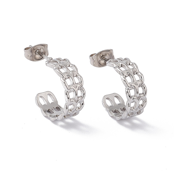 PandaHall 304 Stainless Steel Curb Chains Wrap Stud Earrings, Half Hoop Earrings for Women, Stainless Steel Color, 15.5x6mm, Pin: 0.7mm 304...
PandaHall 304 Stainless Steel Curb Chains Wrap Stud Earrings, Half Hoop Earrings for Women, Stainless Steel Color, 15.5x6mm, Pin: 0.7mm 304...
