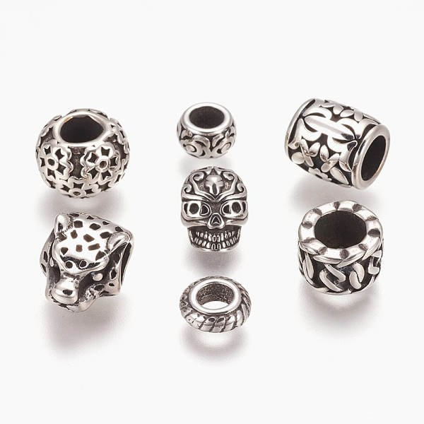 PandaHall 304 Stainless Steel Beads, Large Hole Beads, Mixed Shapes, Antique Silver, 8~12x8~10x3.5~13.5mm, Hole: 4~6mm 304 Stainless Steel...
PandaHall 304 Stainless Steel Beads, Large Hole Beads, Mixed Shapes, Antique Silver, 8~12x8~10x3.5~13.5mm, Hole: 4~6mm 304 Stainless Steel...