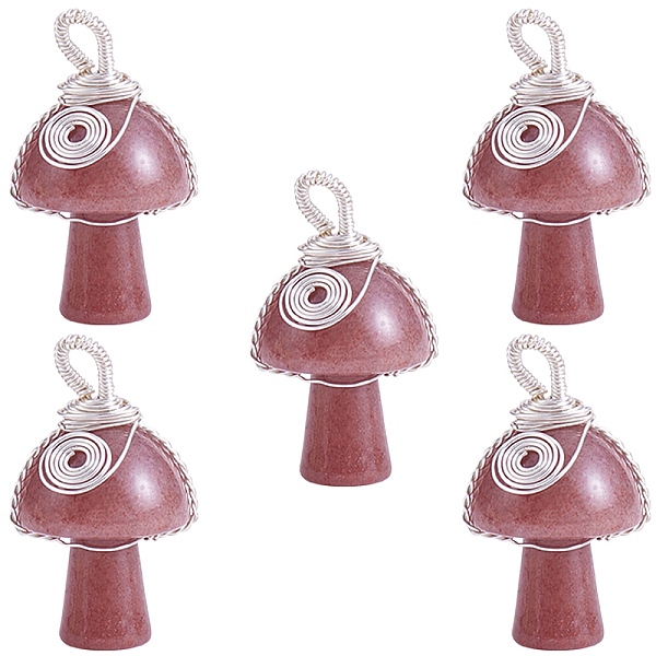 PandaHall Natural Strawberry Quartz Pendants, Mushroom Charms, with Silver Color Plated Copper Wire Wrapped, 30x15x16mm, Hole: 5mm...
PandaHall Natural Strawberry Quartz Pendants, Mushroom Charms, with Silver Color Plated Copper Wire Wrapped, 30x15x16mm, Hole: 5mm...