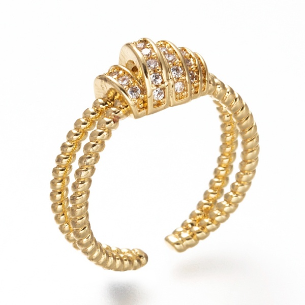 PandaHall Brass Micro Pave Clear Cubic Zirconia Cuff Rings, Open Rings, Knot, Cadmium Free & Lead Free, Real 18K Gold Plated, US Size 7 1/4...
PandaHall Brass Micro Pave Clear Cubic Zirconia Cuff Rings, Open Rings, Knot, Cadmium Free & Lead Free, Real 18K Gold Plated, US Size 7 1/4...