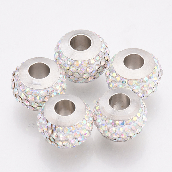PandaHall Polymer Clay Rhinestones European Beads, Large Hole Beads, with Platinum Tone Brass Single Cores, Rondelle, Crystal AB, 13x10mm..., Clear
PandaHall Polymer Clay Rhinestones European Beads, Large Hole Beads, with Platinum Tone Brass Single Cores, Rondelle, Crystal AB, 13x10mm..., Clear